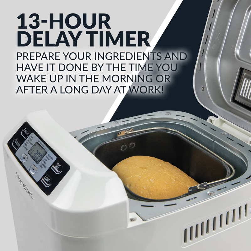 HomeCraft Bread Maker With Auto Fruit & Nut Dispenser, Makes 1.5 or 2